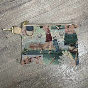 Vintage Woven Knitted Golf Golfer Carry All Purse Change Purse Wallet Clutch